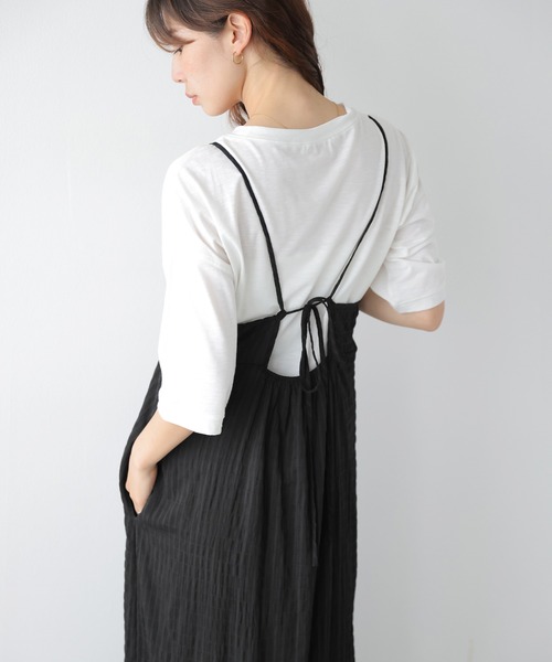 AMELY（エミリー）の「バックリボン ジャガード キャミワンピース（ワンピース・レディース・ネイビー/ブルー/ブラウン/ブラック・フリー）」の8枚目の写真