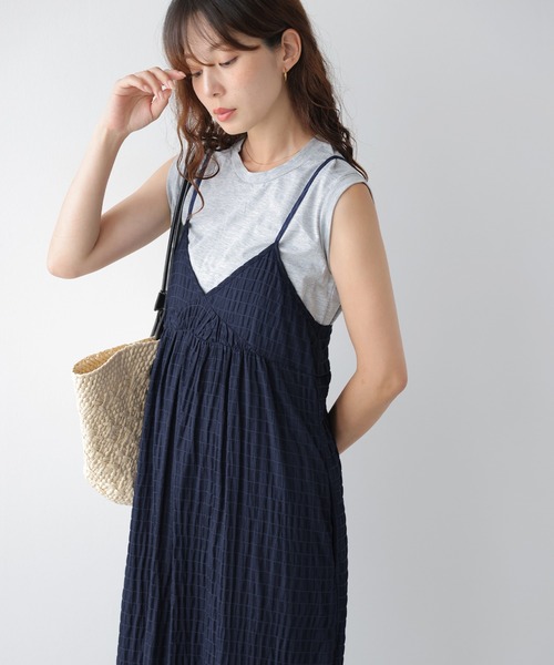 AMELY（エミリー）の「バックリボン ジャガード キャミワンピース（ワンピース・レディース・ネイビー/ブルー/ブラウン/ブラック・フリー）」の15枚目の写真