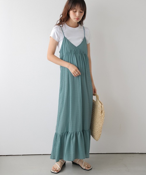 AMELY（エミリー）の「バックリボン ジャガード キャミワンピース（ワンピース・レディース・ネイビー/ブルー/ブラウン/ブラック・フリー）」の16枚目の写真