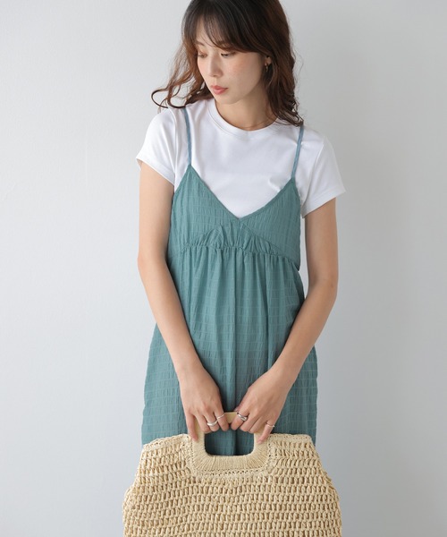 AMELY（エミリー）の「バックリボン ジャガード キャミワンピース（ワンピース・レディース・ネイビー/ブルー/ブラウン/ブラック・フリー）」の17枚目の写真