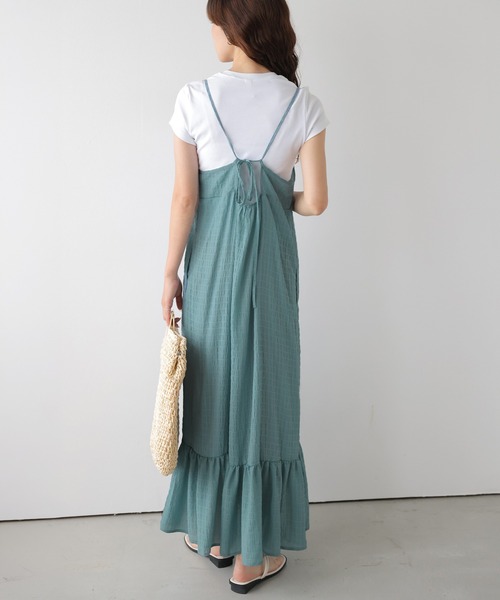 AMELY（エミリー）の「バックリボン ジャガード キャミワンピース（ワンピース・レディース・ネイビー/ブルー/ブラウン/ブラック・フリー）」の18枚目の写真