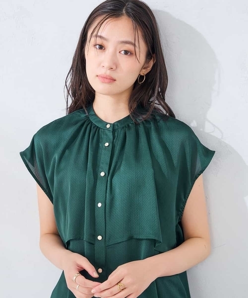 a.v.v(アーヴェヴェ)の「シアードビードットレイヤード風ブラウス(シャツ/ブラウス・レディース・ブラック/グリーン/アイボリー・40/38)」の7枚目の写真