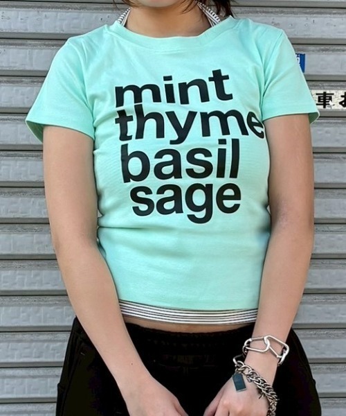 Chikashitsu +（チカシツプラス）の「【Chikashitsu +】herb logo baby tee (4color) / 【チカシツプラス】ハーブロゴコンパクト半袖Tシャツ（Tシャツ/カットソー・レディース・ブラック/グレー/ミント/ホワイト・ONE SIZE）」の4枚目の写真