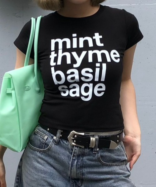 Chikashitsu +（チカシツプラス）の「【Chikashitsu +】herb logo baby tee (4color) / 【チカシツプラス】ハーブロゴコンパクト半袖Tシャツ（Tシャツ/カットソー・レディース・ブラック/グレー/ミント/ホワイト・ONE SIZE）」の12枚目の写真