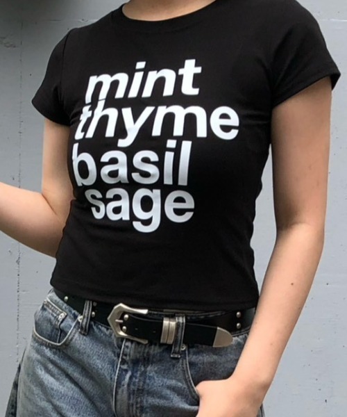 Chikashitsu +（チカシツプラス）の「【Chikashitsu +】herb logo baby tee (4color) / 【チカシツプラス】ハーブロゴコンパクト半袖Tシャツ（Tシャツ/カットソー・レディース・ブラック/グレー/ミント/ホワイト・ONE SIZE）」の13枚目の写真