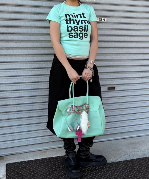 Chikashitsu +（チカシツプラス）の「【Chikashitsu +】herb logo baby tee (4color) / 【チカシツプラス】ハーブロゴコンパクト半袖Tシャツ（Tシャツ/カットソー・レディース・ブラック/グレー/ミント/ホワイト・ONE SIZE）」の19枚目の写真
