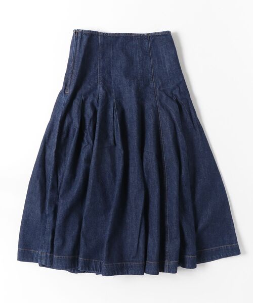 POLO RALPH LAUREN(ポロ ラルフ ローレン)の「プリーテッド デニム ミディ スカート(デニムスカート・レディース・ネイビー系1・0/00)」の4枚目の写真
