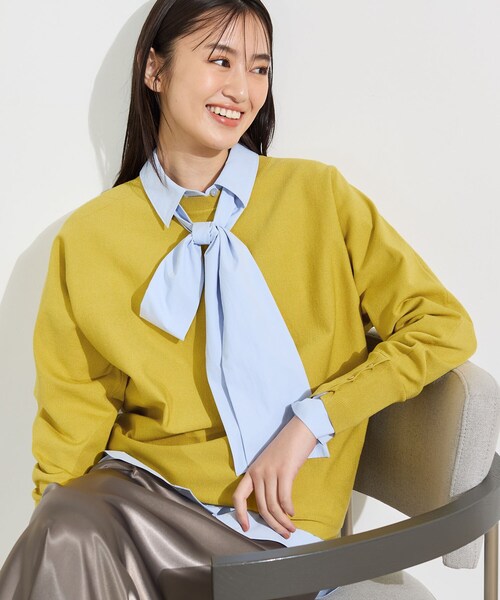 INDIVI(インディヴィ)の「【選べる6色/ストレッチ◎】きれいめドルマンスリーブニット(ニット/セーター・レディース・イエロー/ブルー系その他/オフホワイト/ブラック/キャメル/ライトオレンジ系・38/13/05/19/15 /34)」の8枚目の写真