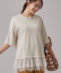【UV/抗菌防臭/S-LL】1枚でサマ見え 裾レースTシャツ