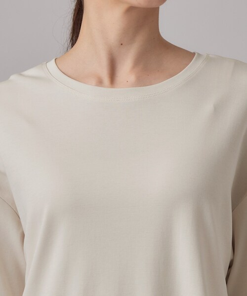 SHOO・LA・RUE(シューラルー)の「【ひんやり/UV/抗菌防臭/S-LL】1枚でサマ見え 裾レースTシャツ(Tシャツ/カットソー・レディース・チャコールグレー/ブラック/ライトベージュ・01/02/03/04)」の19枚目の写真