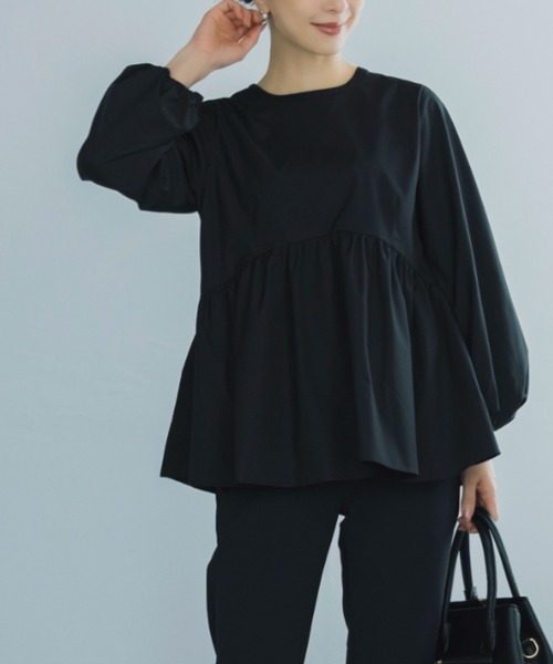 Sono(ソーノ)の「SONO/ソーノ ラウンディングペプラムLSブラウス(シャツ/ブラウス・レディース・ホワイト/ブラック/チェック・F)」の11枚目の写真