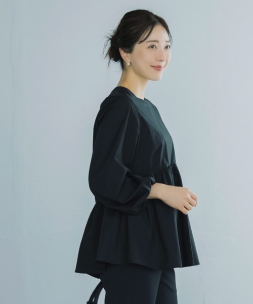 Sono(ソーノ)の「SONO/ソーノ ラウンディングペプラムLSブラウス(シャツ/ブラウス・レディース・ホワイト/ブラック/チェック・F)」の12枚目の写真