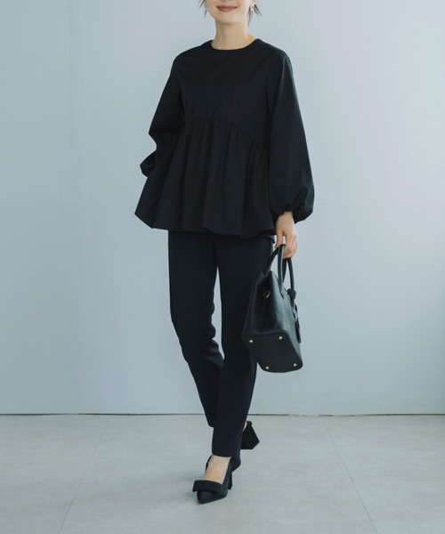 Sono(ソーノ)の「SONO/ソーノ ラウンディングペプラムLSブラウス(シャツ/ブラウス・レディース・ホワイト/ブラック/チェック・F)」の15枚目の写真