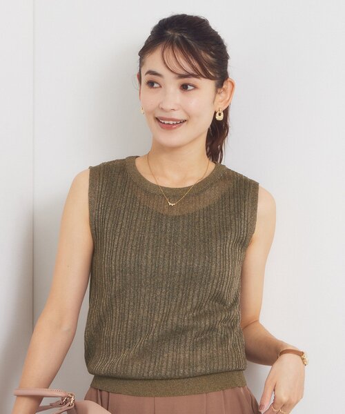 ITS'DEMO(イッツデモ)の「ラメリブニットトップス(タンクトップ・レディース・グレー/ブラック/ブラウン系その他/アイボリー・00)」の4枚目の写真