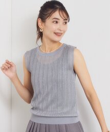 ラメリブニットトップス