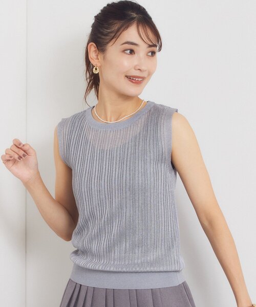 ITS'DEMO(イッツデモ)の「ラメリブニットトップス(タンクトップ・レディース・グレー/ブラック/ブラウン系その他/アイボリー・00)」の3枚目の写真