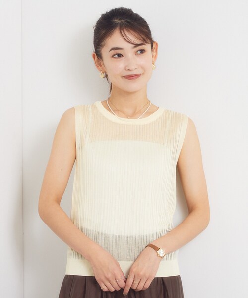 ITS'DEMO(イッツデモ)の「ラメリブニットトップス(タンクトップ・レディース・グレー/ブラック/ブラウン系その他/アイボリー・00)」の1枚目の写真