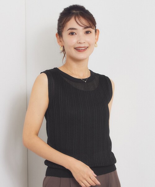 ITS'DEMO(イッツデモ)の「ラメリブニットトップス(タンクトップ・レディース・グレー/ブラック/ブラウン系その他/アイボリー・00)」の2枚目の写真