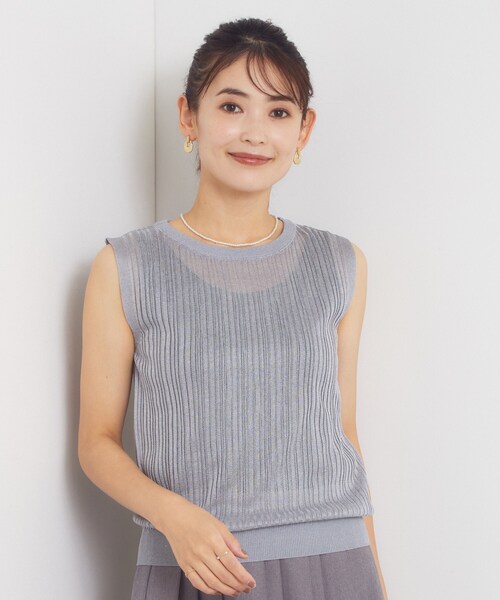 ITS'DEMO(イッツデモ)の「ラメリブニットトップス(タンクトップ・レディース・グレー/ブラック/ブラウン系その他/アイボリー・00)」の6枚目の写真