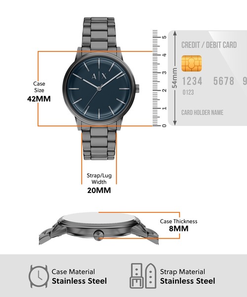 ARMANI EXCHANGE(アルマーニエクスチェンジ)の「アルマーニ・エクスチェンジ 腕時計 メンズ アナログ ステンレス AX7183SET(アナログ腕時計・メンズ・チャコールグレー・FREE)」の5枚目の写真