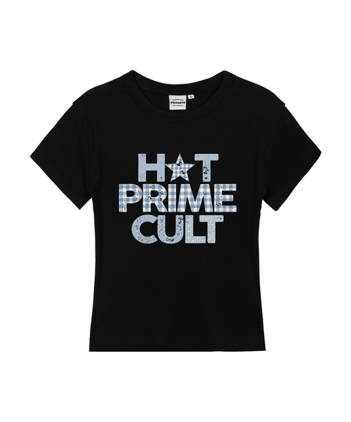 PRIMATE(プライメイト)の「CHECK RUSTEE レディース スリムフィット 半袖Tシャツ 5色(Tシャツ/カットソー・レディース・ブラック/クリーム/ホワイト/チャコール/カーキ・SMALL/MEDIUM/LARGE)」の2枚目の写真