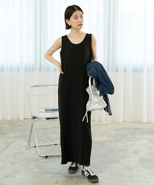 FREAK'S STORE(フリークスストア)の「リブノースリーブワンピース(ワンピース・レディース・ブラック/ベージュ・フリ-)」の3枚目の写真