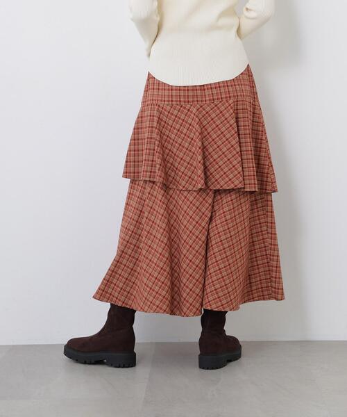 N.(N. Natural Beauty Basic)(エヌエヌナチュラルビューティーベーシック)の「チェックティアードスカート(スカート・レディース・ベージュ系その他/ブラウン系その他・FREE)」の7枚目の写真