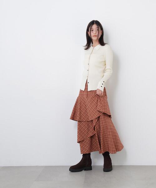 N.(N. Natural Beauty Basic)(エヌエヌナチュラルビューティーベーシック)の「チェックティアードスカート(スカート・レディース・ベージュ系その他/ブラウン系その他・FREE)」の9枚目の写真
