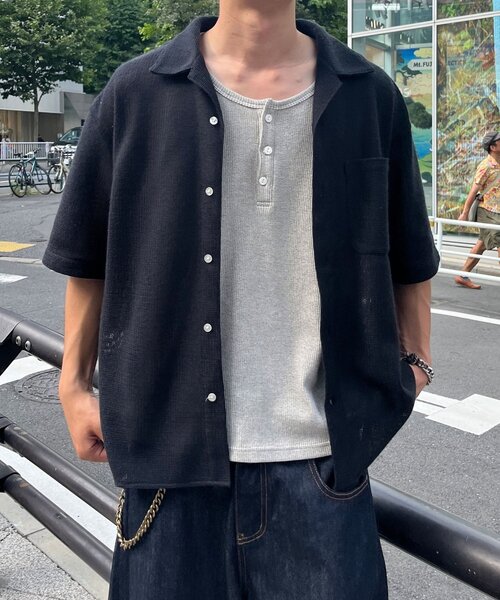 CIAOPANIC(チャオパニック)の「ワッフルタンクトップ(タンクトップ・メンズ・オフホワイト/チャコールグレー・LARGE/MEDIUM)」の5枚目の写真