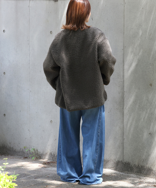 Champion（チャンピオン）の「《追加》別注【Champion/チャンピオン】ボアフリースジャケット（ブルゾン・レディース・チャコールグレー/ブラウン・FREE）」の6枚目の写真