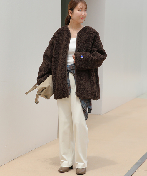 Champion（チャンピオン）の「《追加》別注【Champion/チャンピオン】ボアフリースジャケット（ブルゾン・レディース・チャコールグレー/ブラウン・FREE）」の20枚目の写真
