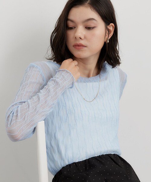 THE SHOP TK (ザ ショップ ティーケー )の「クリンクルシアークルーネックカットソー(Tシャツ/カットソー・レディース・ブラック/ダークブラウン/サックスブルー/アイボリー・12/13)」の4枚目の写真