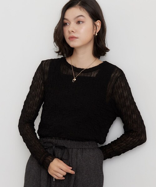 THE SHOP TK (ザ ショップ ティーケー )の「クリンクルシアークルーネックカットソー(Tシャツ/カットソー・レディース・ブラック/ダークブラウン/サックスブルー/アイボリー・12/13)」の21枚目の写真