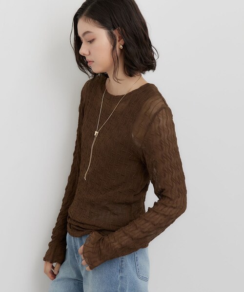 THE SHOP TK (ザ ショップ ティーケー )の「クリンクルシアークルーネックカットソー(Tシャツ/カットソー・レディース・ブラック/ダークブラウン/サックスブルー/アイボリー・12/13)」の17枚目の写真