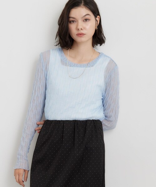 THE SHOP TK (ザ ショップ ティーケー )の「クリンクルシアークルーネックカットソー(Tシャツ/カットソー・レディース・ブラック/ダークブラウン/サックスブルー/アイボリー・12/13)」の14枚目の写真