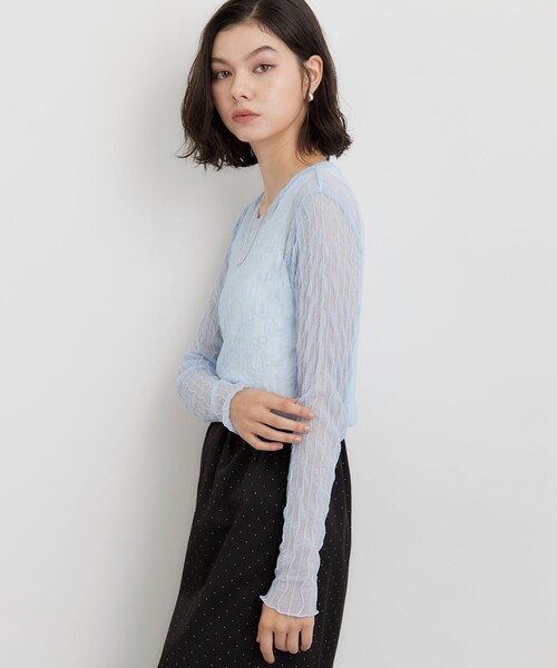 THE SHOP TK (ザ ショップ ティーケー )の「クリンクルシアークルーネックカットソー(Tシャツ/カットソー・レディース・ブラック/ダークブラウン/サックスブルー/アイボリー・12/13)」の13枚目の写真