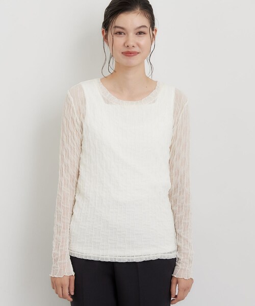 THE SHOP TK (ザ ショップ ティーケー )の「クリンクルシアークルーネックカットソー(Tシャツ/カットソー・レディース・ブラック/ダークブラウン/サックスブルー/アイボリー・12/13)」の10枚目の写真