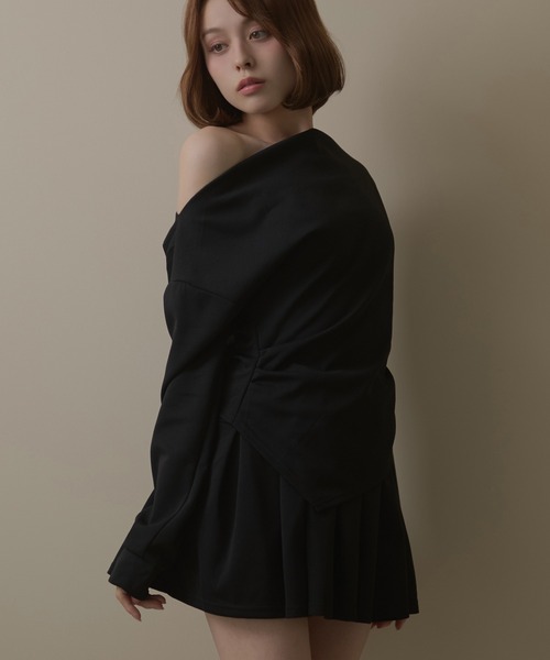 M DOLLY(エムドリー)の「Drape macy setup / ドレープメイシーセットアップ(セットアップ・レディース・ブラック/グレー・M/S)」の4枚目の写真