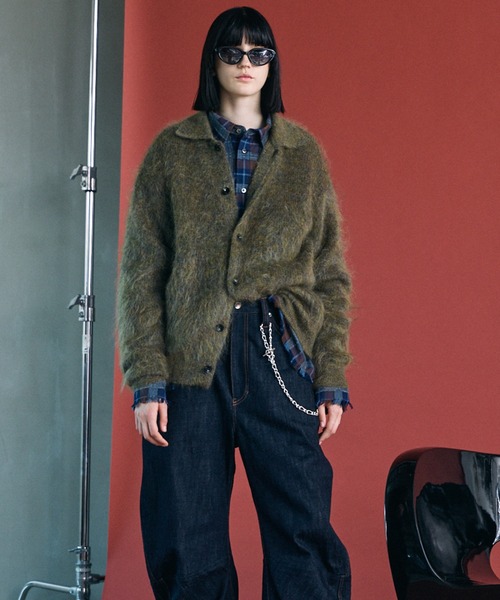 MAISON SPECIAL(メゾンスペシャル)の「《UNISEX》キッドモヘヤプライムオーバー襟付きカーディガン/Kid Mohair Prime-Over Collared Cardigan【MAISON SPECIAL/メゾンスペシャル】(カーディガン/ボレロ・メンズ・チャコールグレー/カーキ/パープル・2/1/0)」の7枚目の写真