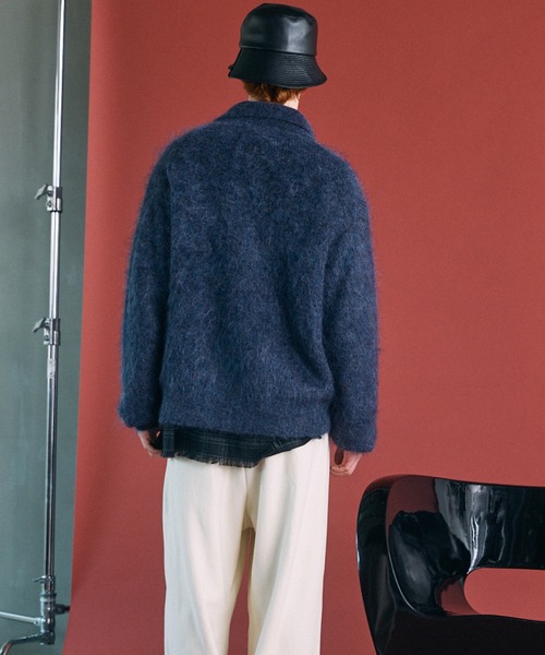 MAISON SPECIAL(メゾンスペシャル)の「《UNISEX》キッドモヘヤプライムオーバー襟付きカーディガン/Kid Mohair Prime-Over Collared Cardigan【MAISON SPECIAL/メゾンスペシャル】(カーディガン/ボレロ・メンズ・チャコールグレー/カーキ/パープル・2/1/0)」の13枚目の写真