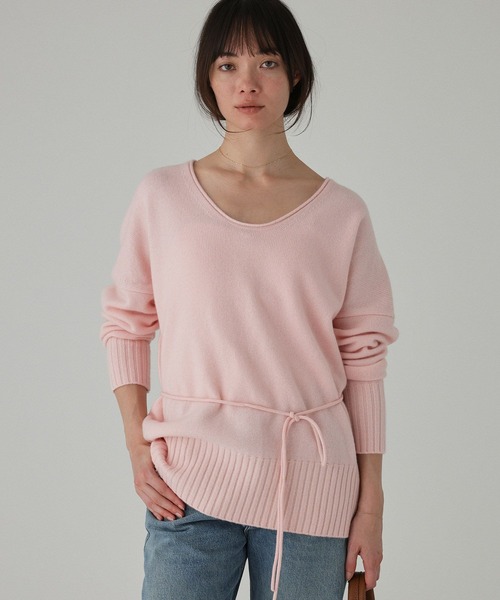 BABYLONE(バビロン)の「Vネックドロストニット<セットアップ対応>(ニット/セーター・レディース・チャコール/ベビーピンク/ブラウン・フリー)」の11枚目の写真