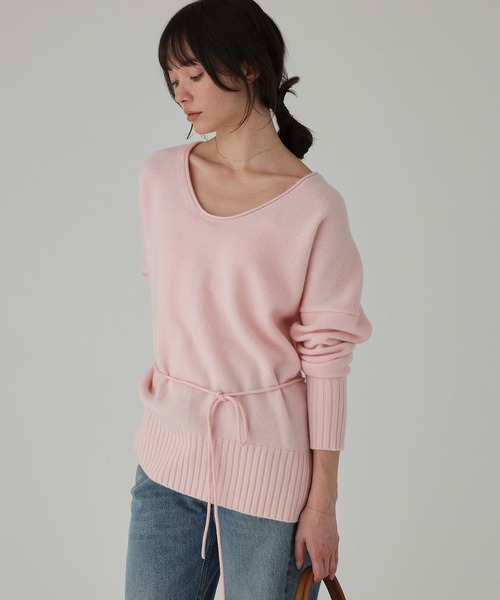 BABYLONE(バビロン)の「Vネックドロストニット<セットアップ対応>(ニット/セーター・レディース・チャコール/ベビーピンク/ブラウン・フリー)」の12枚目の写真