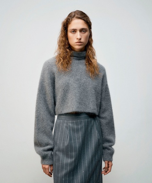 COLUMN(コラム)の「COLUMN / フォックスカシミアファー ショートニット<PERMANENT>(ニット/セーター・レディース・アイボリー/ネイビー/グレー・FREE)」の1枚目の写真