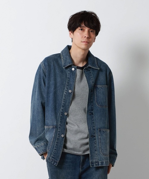 GLOBAL WORK（グローバルワーク）の「デニムカバーオール/910674（デニムジャケット・メンズ・ブラウン/ブラック/インディゴブルー・SMALL/MEDIUM/LARGE）」の20枚目の写真