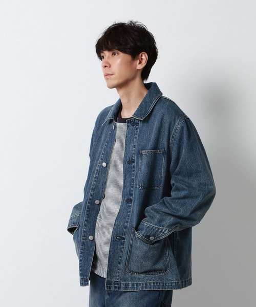 GLOBAL WORK（グローバルワーク）の「デニムカバーオール/910674（デニムジャケット・メンズ・ブラウン/ブラック/インディゴブルー・SMALL/MEDIUM/LARGE）」の21枚目の写真