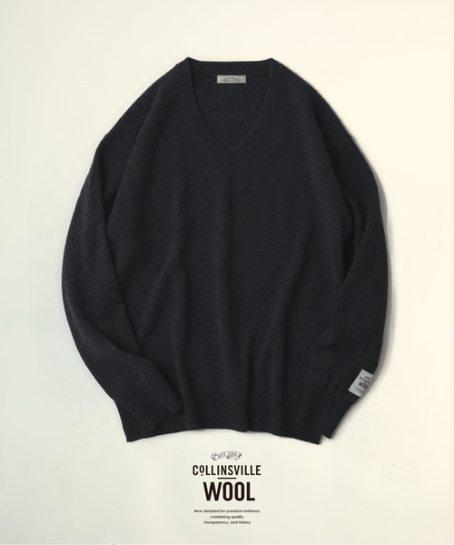 JOURNAL STANDARD relume(ジャーナルスタンダード レリューム)の「COLLINS VILLE WOOL / コリンズ ビル ウールニット Vネック(ニット/セーター・メンズ・ライトグレー/ブラックミックス・LARGE/MEDIUM)」の1枚目の写真