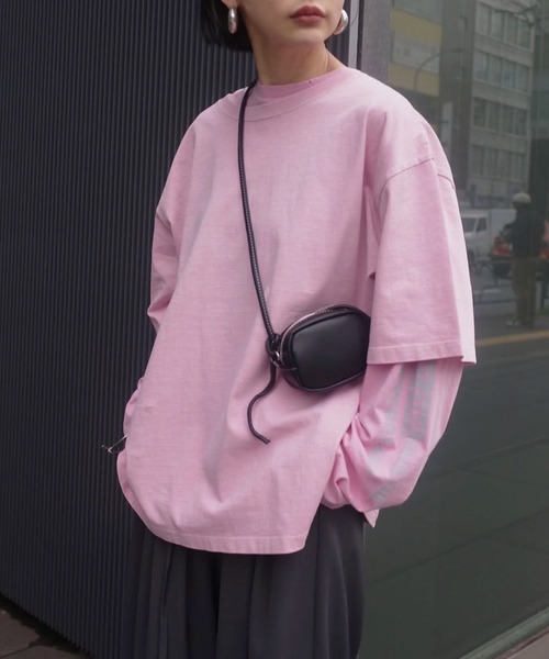 Ameri(アメリ)の「VINTAGE LIKE LAYERED TEE SET(Tシャツ/カットソー・レディース・グレー/ライトベージュ/ピンク・FREE)」の3枚目の写真