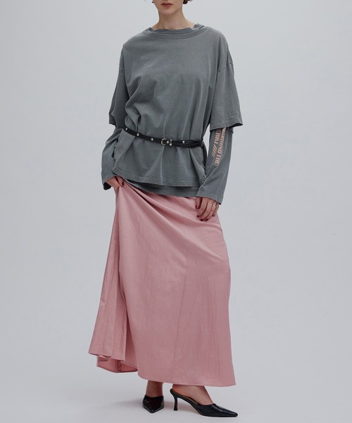 Ameri(アメリ)の「VINTAGE LIKE LAYERED TEE SET(Tシャツ/カットソー・レディース・グレー/ライトベージュ/ピンク・FREE)」の15枚目の写真