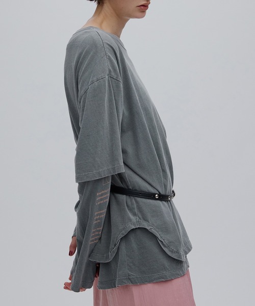 Ameri(アメリ)の「VINTAGE LIKE LAYERED TEE SET(Tシャツ/カットソー・レディース・グレー/ライトベージュ/ピンク・FREE)」の12枚目の写真