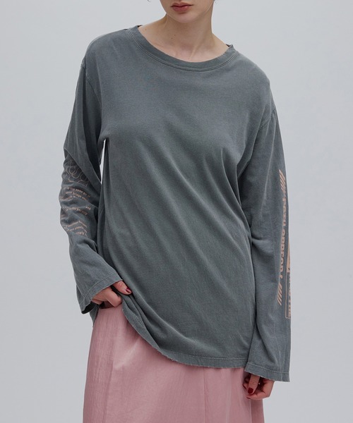 Ameri(アメリ)の「VINTAGE LIKE LAYERED TEE SET(Tシャツ/カットソー・レディース・グレー/ライトベージュ/ピンク・FREE)」の13枚目の写真